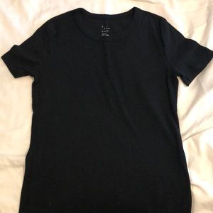 A New Day Black Ribbed T-Shirt, size M